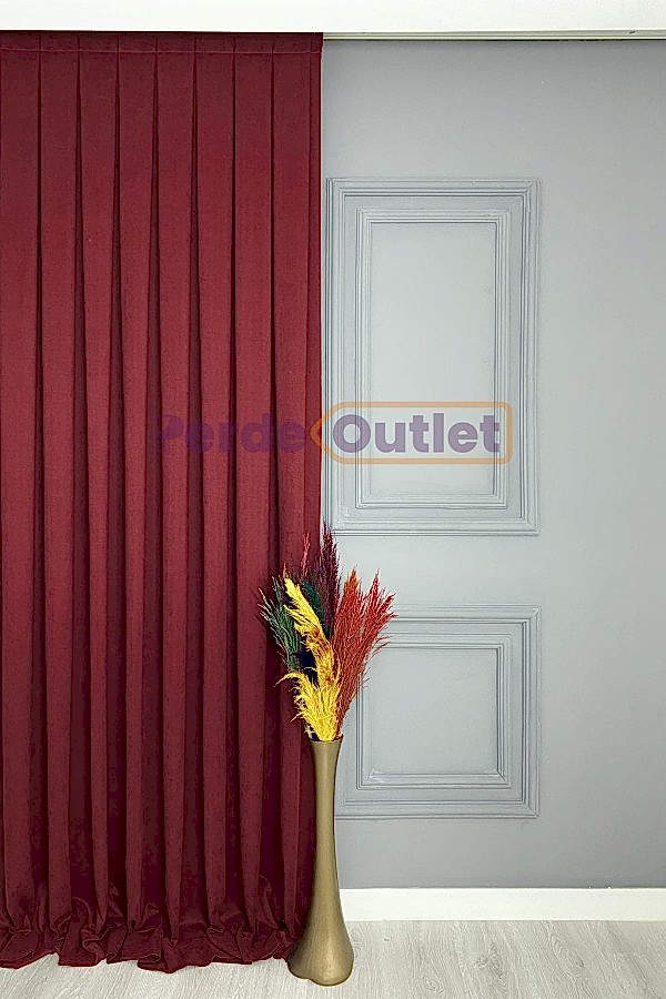 Bordo Düz Fon Perde